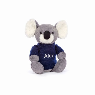 Jellycat Bashful Koala with Navy Jumper UK | 52480GJTX